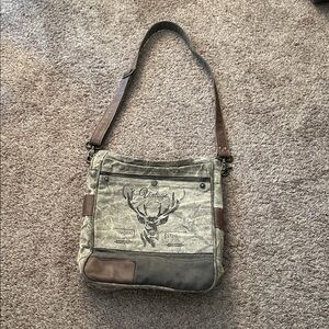 Myra Bag Royal Stag Vintage Upcycled Canvas Shoulder Bag